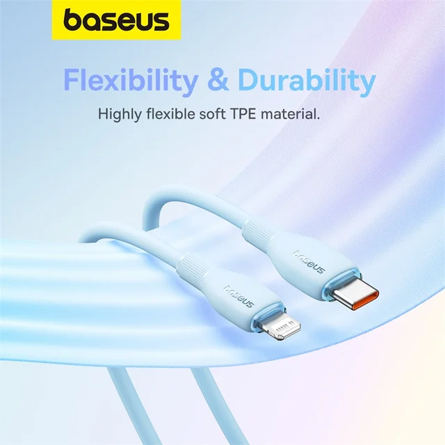 Baseus USB C Cable For IPhone 14 13 12 11 pro Max XS 20W Fast Charging Cable Type C To Lighting Date Wire For iPad Macbook TPE 5