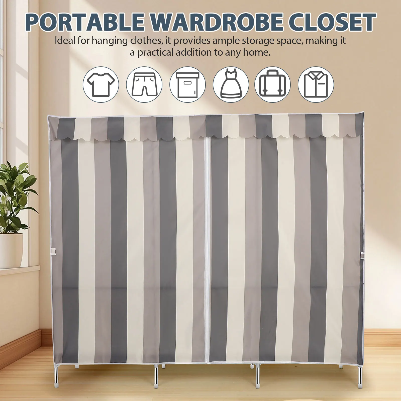 Portable Wardrobe Closet Fabric Clothes Storage Organizer for Bedroom Heavy Duty Wardrobe Closet Wardrobe for Room Clothes Close