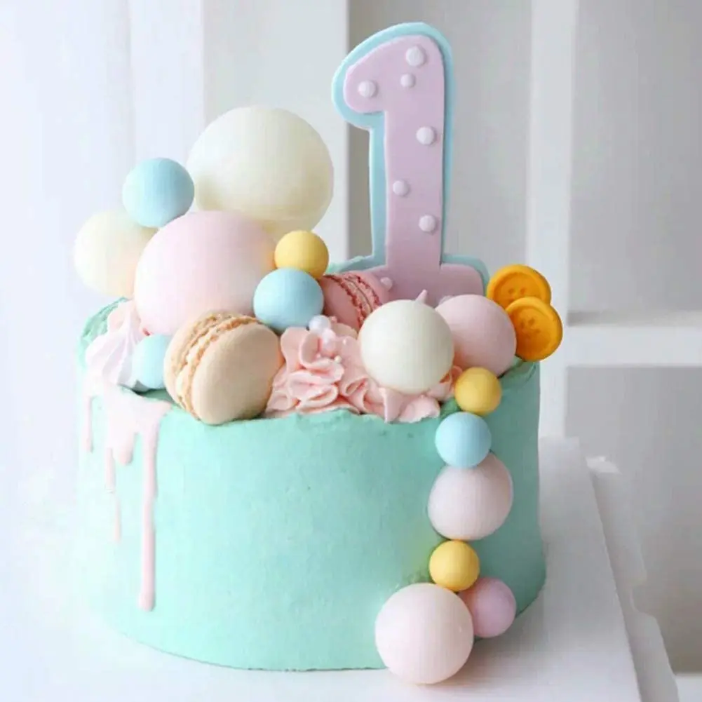 10pcs Colorful Ball Shaped Cake Topper Pearl Ball Cake Cupcake Toppers Ball Cake Picks Colorful Cake Decoration Party Supplies