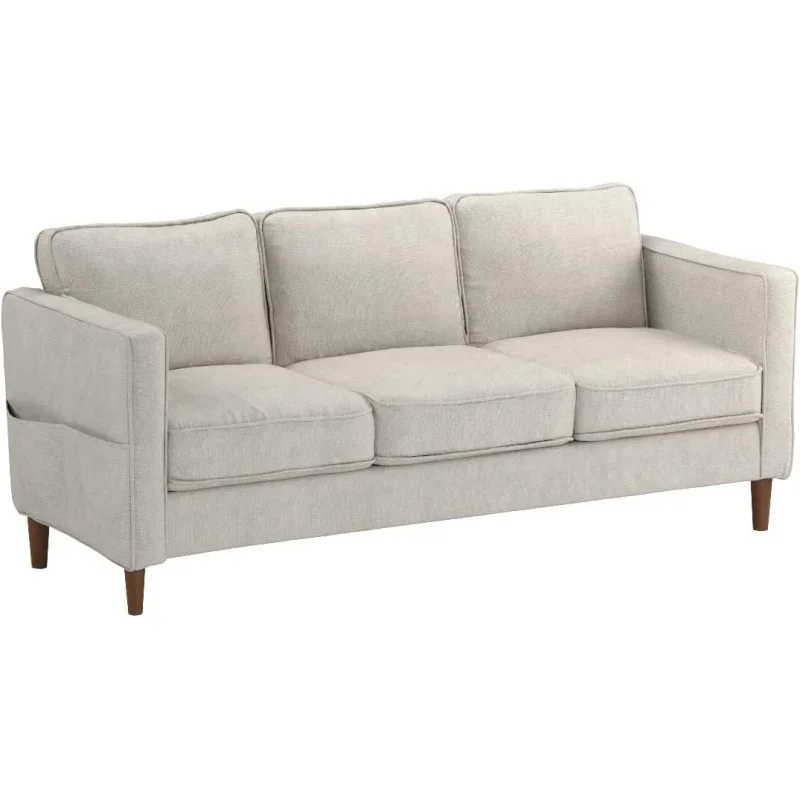 

Mellow HANA Modern Linen Fabric Loveseat/Sofa/Couch with Armrest Pockets, Sand Grey