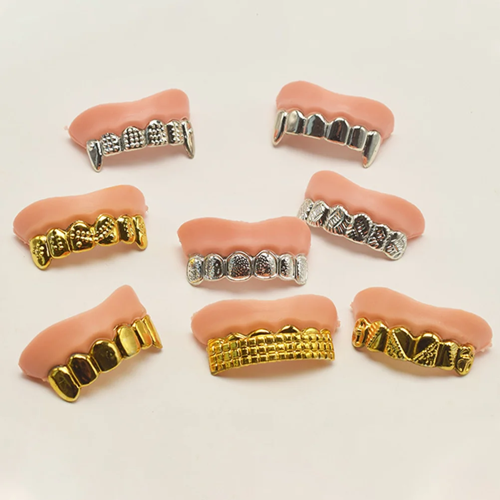 8pcs Halloween Decorative Fake Teeth Fake Zombie Teeth Funny Fake False Teeth 8pcs zombie scar tattoos fake scars bloody costume halloween makeup party decoration horror wound scary blood injury sticker