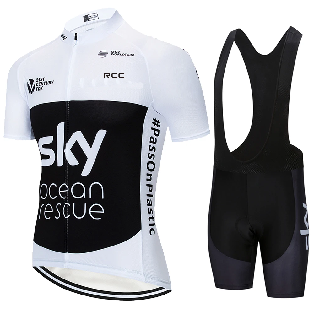 Cycling Jersey Set Cycling Jersey RCC sky Cycling Jersey Set Short Sleeve for Men's Anti-UV Bike Cycling Jersey Set Bicycle Pro Team Summer Clothing