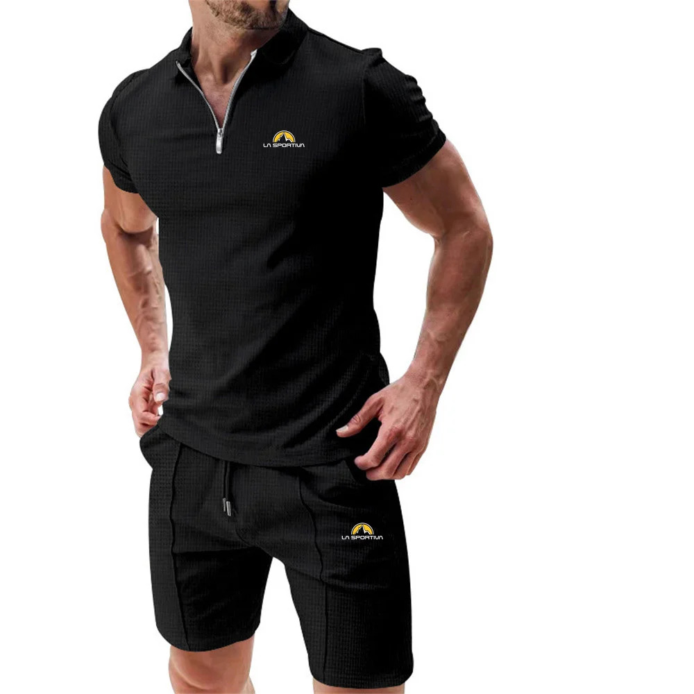 

Спортивный костюм La Sportiva мужской, рубашка-поло с коротким рукавом, шорты с принтом в стиле хип-хоп, модная повседневная спортивная одежда, лето 2024