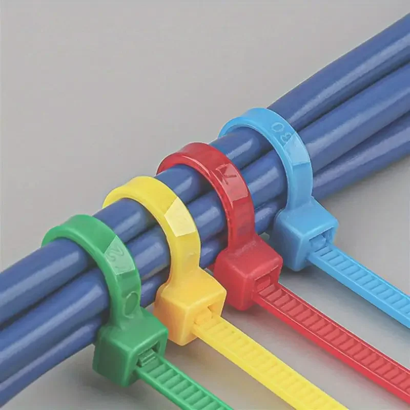 3&times;200mm Size Multicolor Slef-Locking Nylon Cable Tie Quickly Bundle Plastice Loop Wire Wrap Random color 100Pcs/Bag