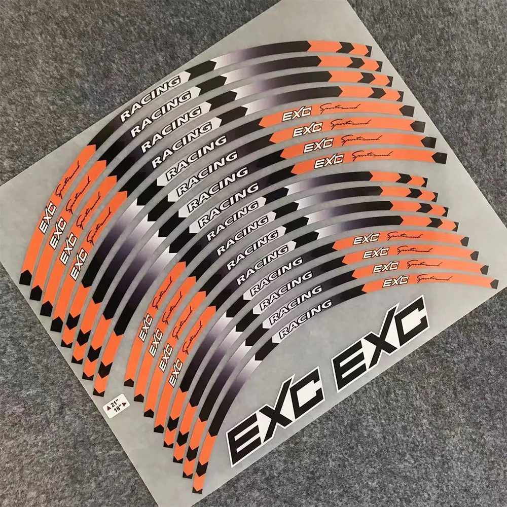 For KTM 125 EXC 125/250/300/350/450/500 Racing Wheels Strips Motorcycle Wheel Tire Stickers Reflective Rim Tape Bicycle Decals