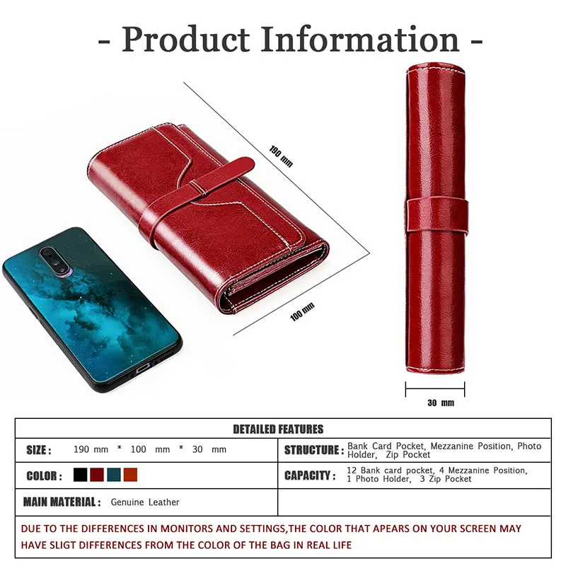 New Genuine Leather Women RFID Wallets Handbags Name Engraving Card Holder Female Purse Big Capacity Phone Bag Women's Wallet 4