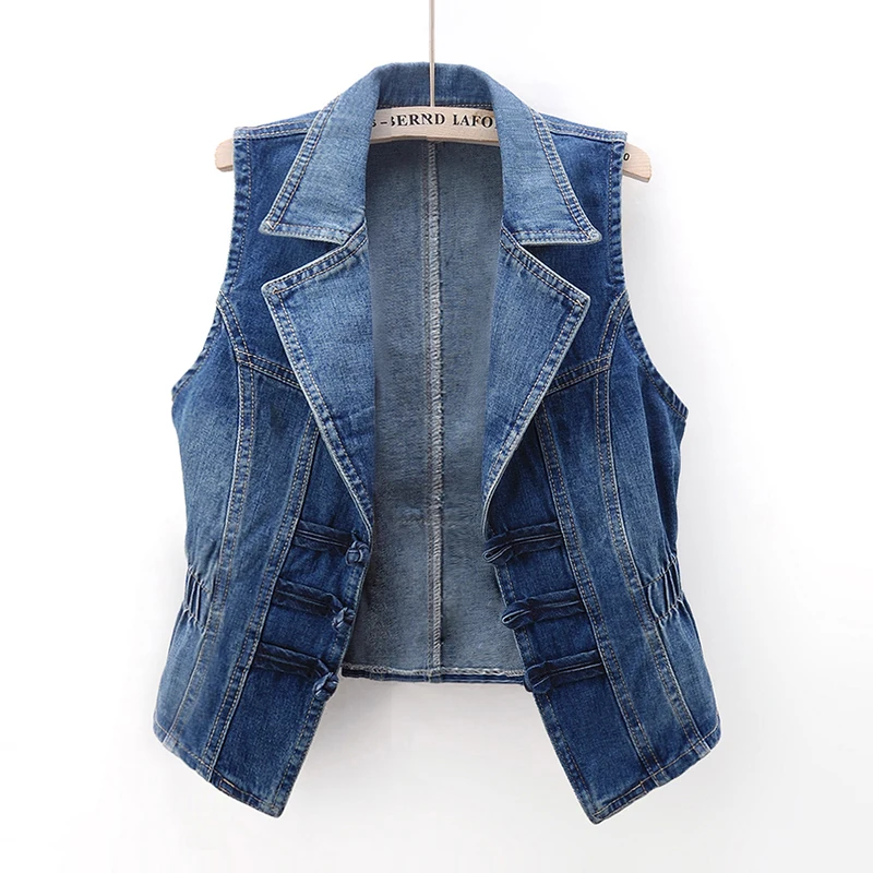 Women Denim Vest Fashion Zipper Spring Autumn Jeans Jacket Sleeveless