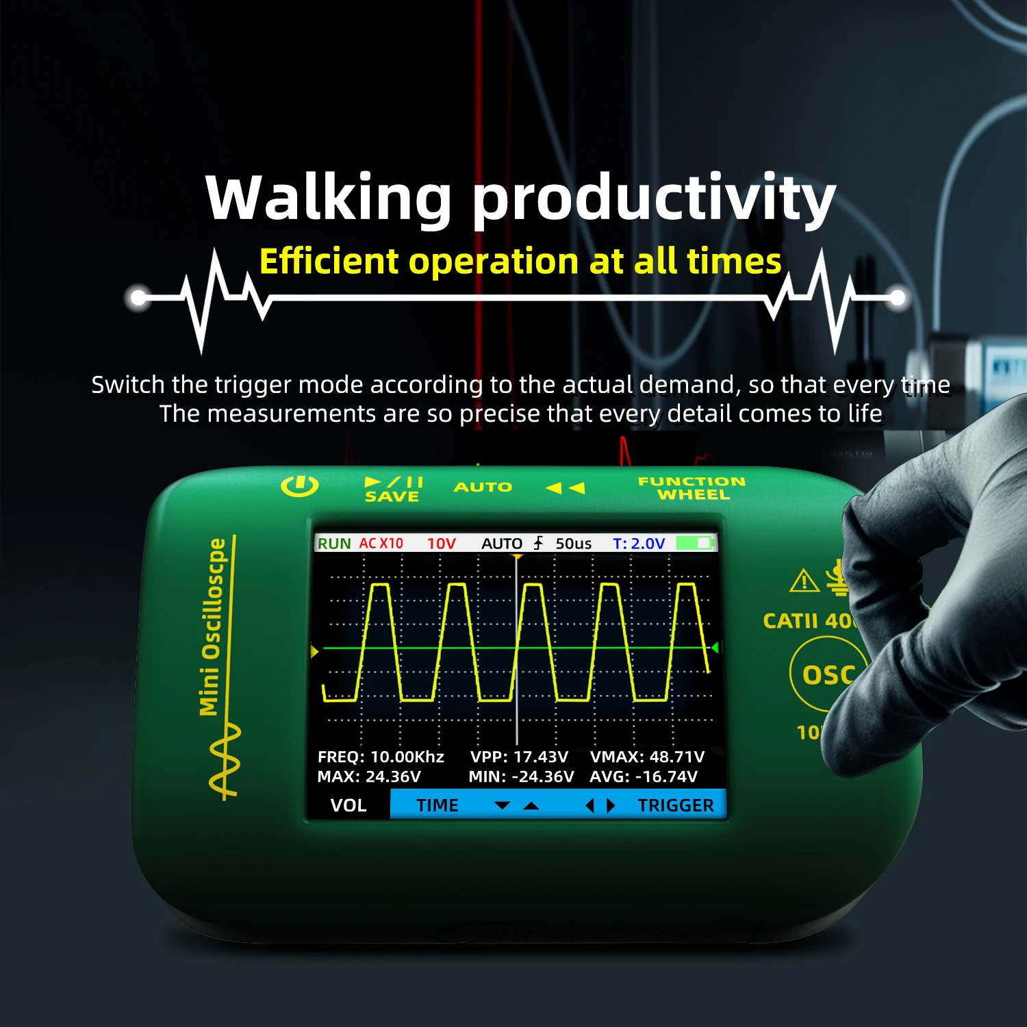 BSIDE Mini Handheld Digital Oscilloscopes 48MS/s Sampling Rate 10MHz Analog Bandwidth Support Firmware Upgrade Waveform Storage digital oscilloscope