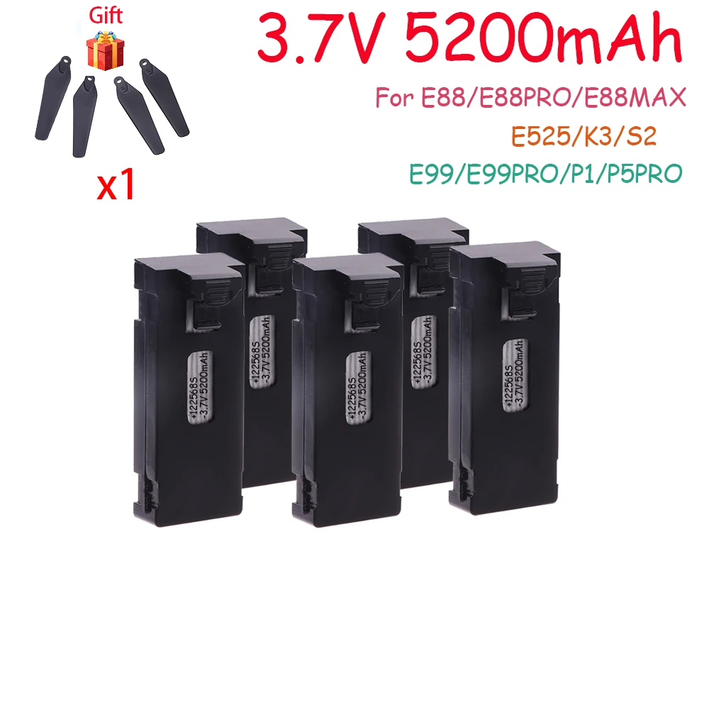 รูปสินค้า แบตเตอรี่โดรน 3.7V 5200mAh สำหรับ E88/E99/Mini Drone