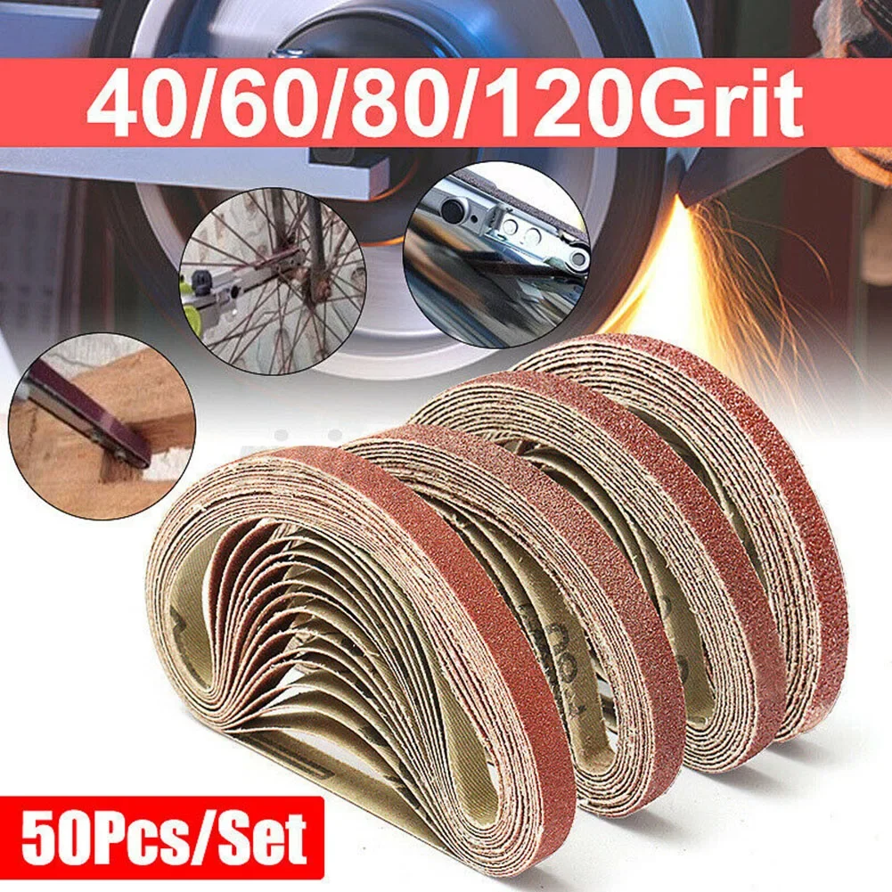 

50pcs/set Sanding Belt Sandpapers 40/60/80/120grit Abrasive Sanding Belts 10x330mm Air Belt Sander Polishing Sandpapers