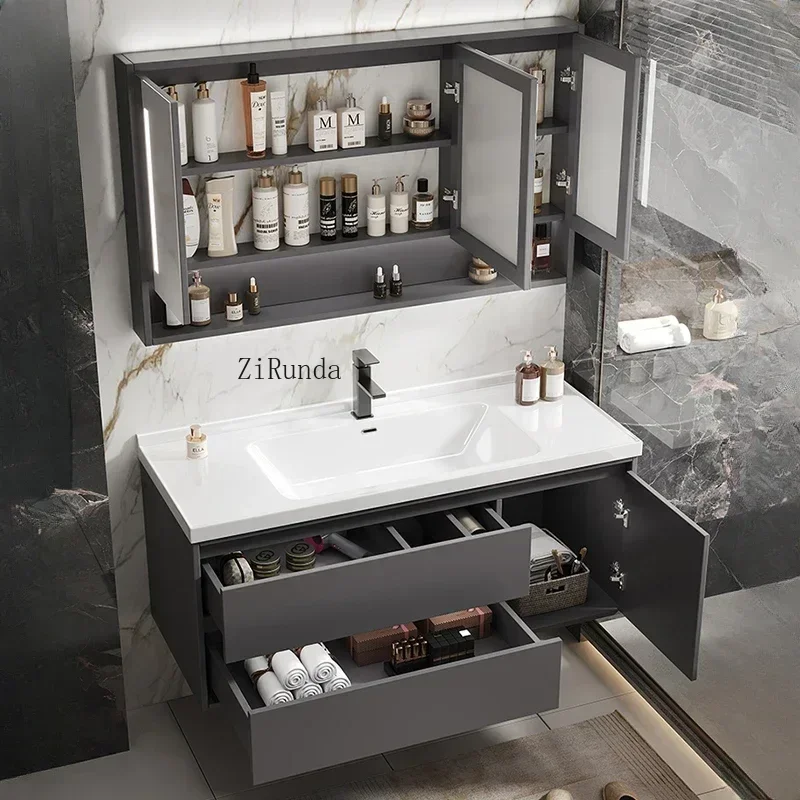 Nordic Simple Bathroom Cabinets Wall-mounted Storage Vanity Smart Mirror Cabinets Fog-proof Home Furniture Muebles De Bano FYBC