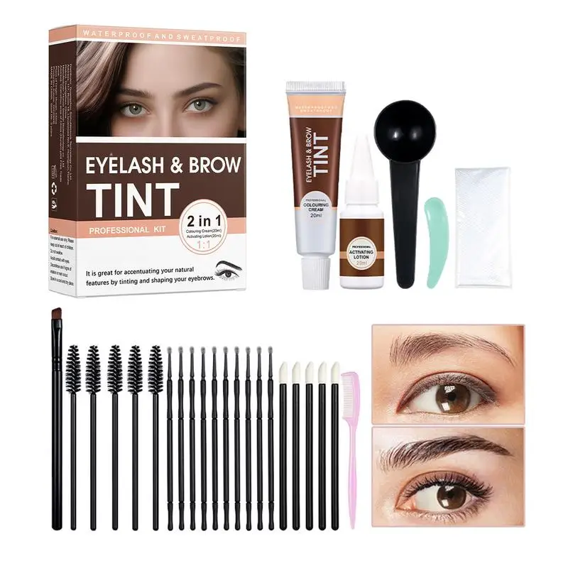 

Lash Tint Kit Eyelash Dye Natural Brow Makeup Kit Eyebrow Dye Kit For Women Tinting Tools Eyebrow Cosmetics For Salon And Home