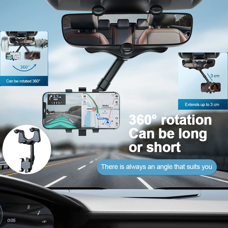 

360 держатель для телефона на зеркало заднего вида с креплением на вентиляционное отверстие автомобиля Универсальный телескопический кронштейн для навигации подставка держатель для автомобильного крепления телефона GPS