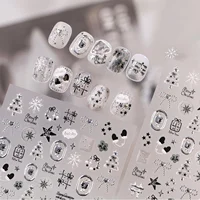 Autocollants pour ongles de Noël en métal 5D, motifs nœuds, flocons de neige, étoiles à cinq branches, cœurs, pour décorations de Noël et de fêtes 2
