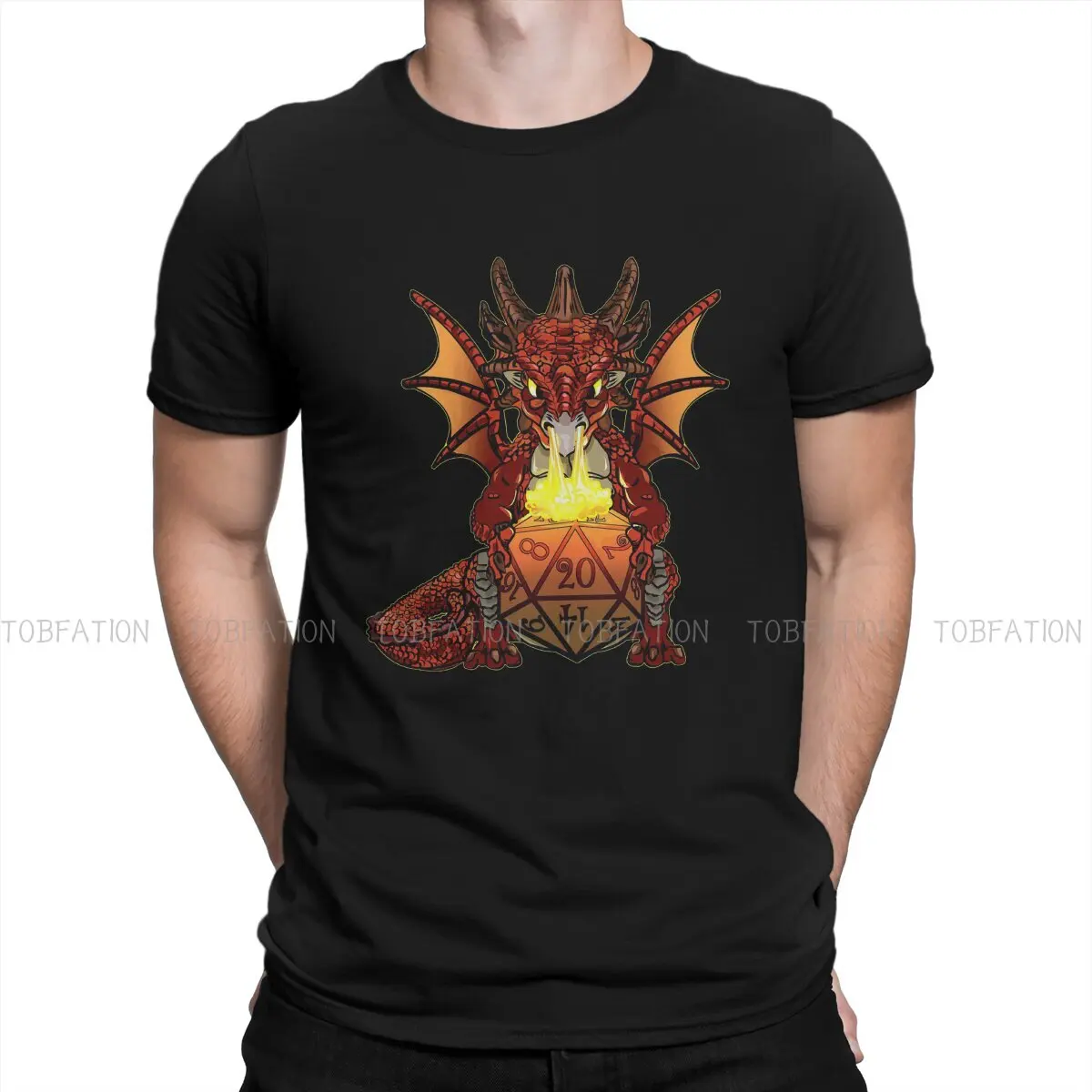

DND Dragon T Shirt Punk Men's Tees Summer 100% Cotton Clothing O-Neck TShirt