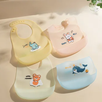 Children's Lightweight Waterproof Bib Baby Silicone Bib for Summer Comfort Baby Complementary Food Feeding Bag Drool Bag