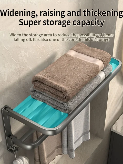 Upgrade And Thicken Grey/Black 50CM-60CM Towel Rack Space Aluminum Toilet Storage Rack Wall Mounted BathTowel Rack 2