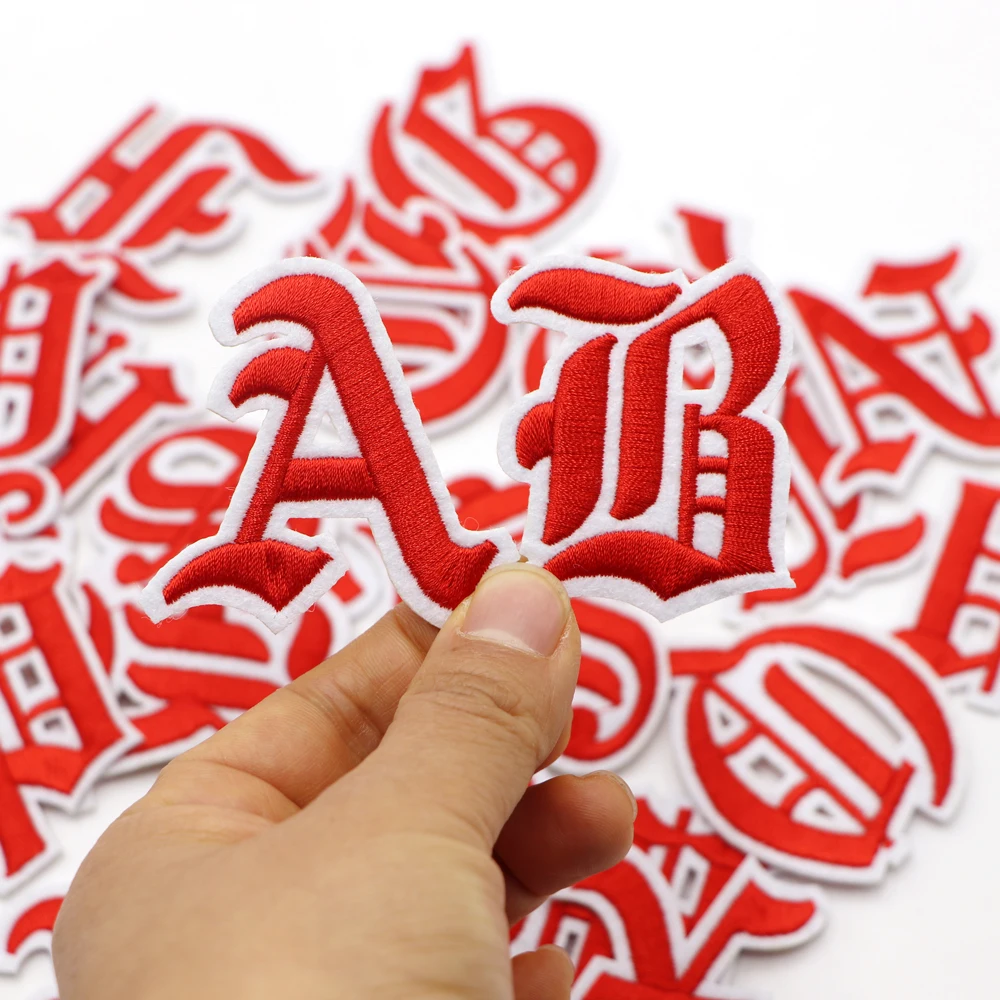 1PC Rot 55MM Griechischen Alphabet A-Z Stickerei Brief Applique Für Kleidung Eisen Auf Marke Aufkleber Für T-shirt Name logo Abzeichen Patch