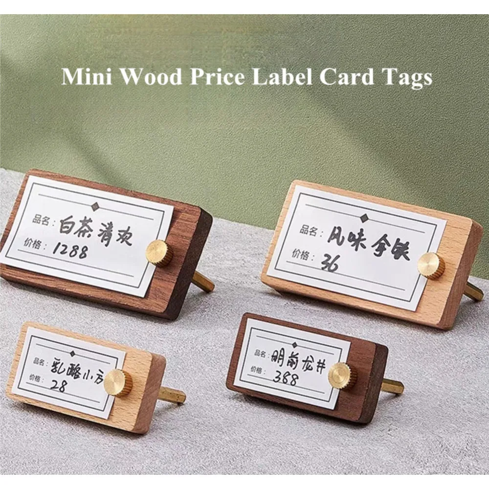 60x30mm Small Wood Price Label Paper Tags Jewelry Bread Cake Products Price Listing Sign Card Holder Display Stand