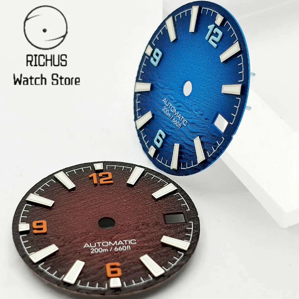 High-Quality Blue/Red Diving Watch Dial with Green Luminous Finish
