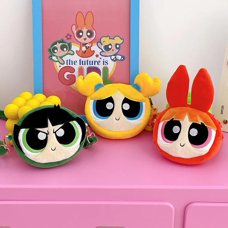 

PPG Buttercup Bubbles Blossom The Powerpuff Girls Cute Plush Backpack Kawaii Fluffy Inclined Shoulder Bag Lovely Holiday Gifts