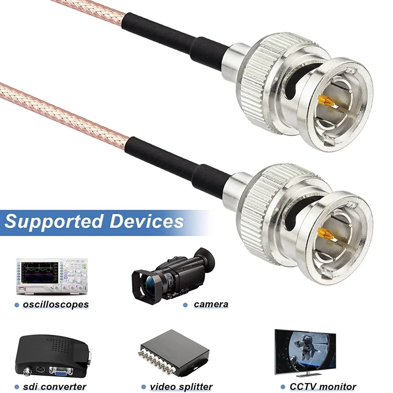 카메라용 HD SDI 케이블, BNC 케이블, BMCC 비디오 장비, HD-SDI 3G-SDI 4K 8K 비디오 케이블 지원, 30cm, 75 옴, 4 개