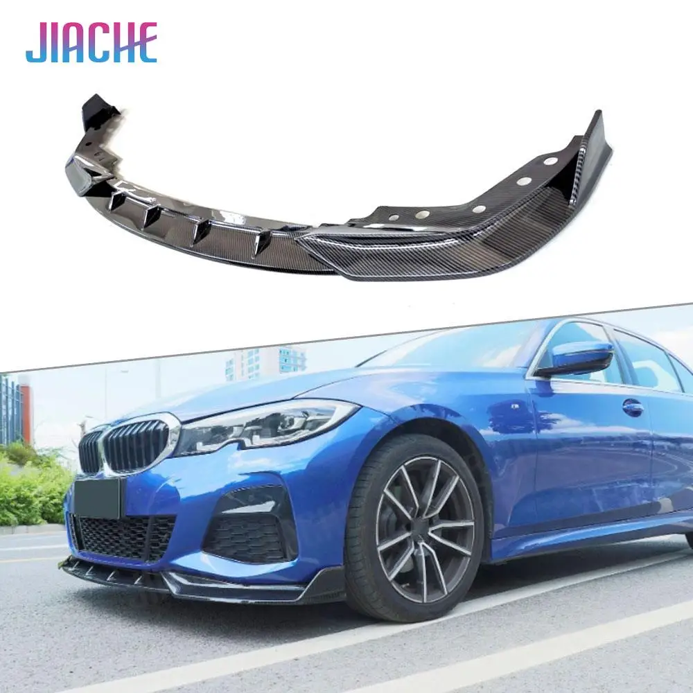 

ABS Carbon Look Front Bumper Lip Spoiler Chin Splitters For BMW 3 Series G20 G28 2019 2020 Gloss Black Head Bumper Guard