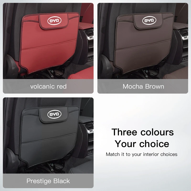 Car PU Leather Anti-Kick Mat With Storage Bag Auto Accsesories for BYD Atto 3 E6 Tang F3 Song F3R Qing Yuan I3 S7 G3 M6 L3 D1 S6