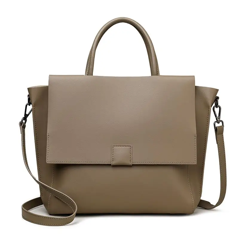 Bolso de mano con alas cuadradas horizontales simples de moda, de alta calidad, con capa de piel de vaca, de gran capacidad, bolso cruzado de un solo hombro, marea