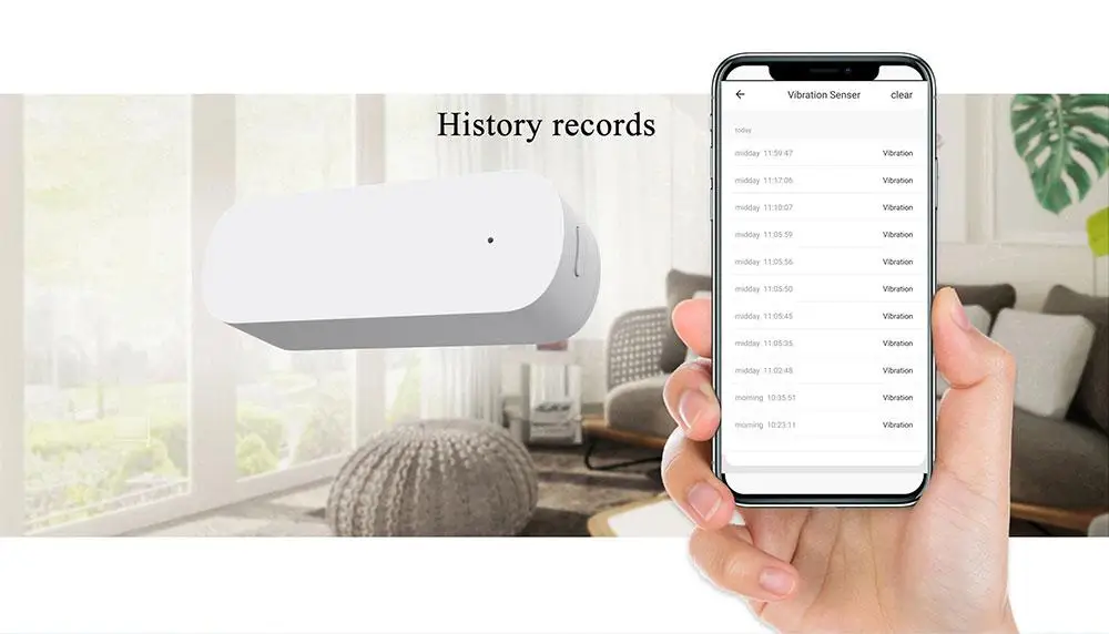 Tuya Smart Vibration Sensor Real-Time Motion Shock Alarm Work With Smart Gateway Home Security System APP Control WithoutBattery