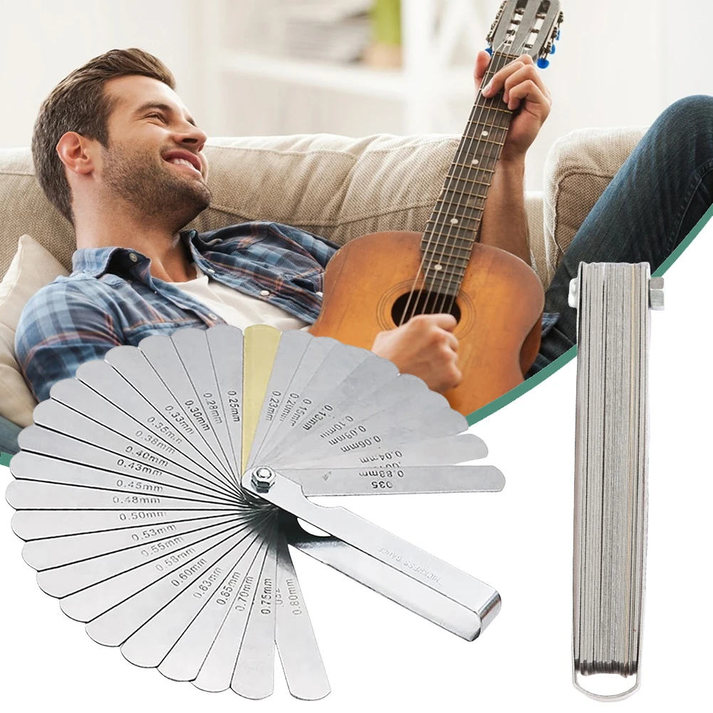 32 Blades Metric Filler 0.0015-0.035inch/0.04-0.88 Mm Measure Tool Feeler Gauge Set for Guitar Spark Plug Piston Measure