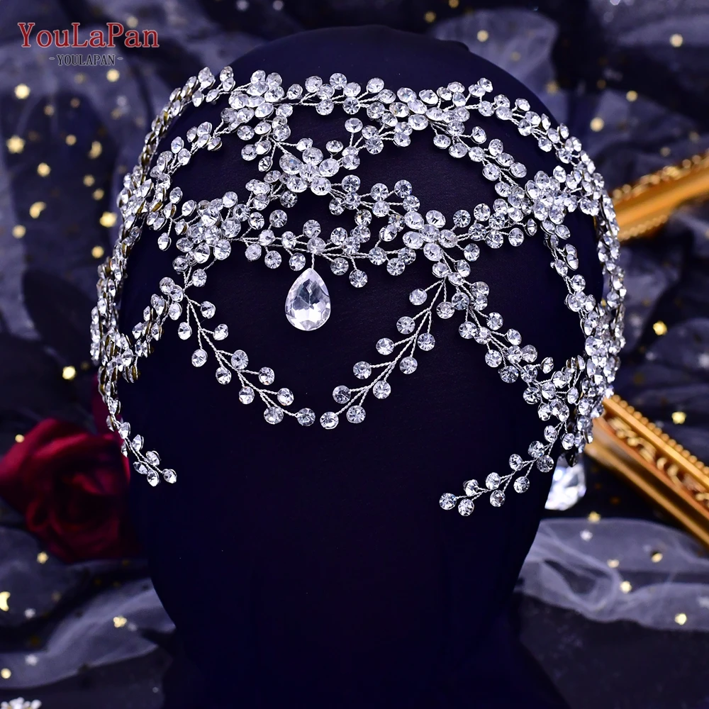 

YouLaPan HP471 Handmade Crystal Wedding Headband Forehead Headdress for Bridal Woman Hair Accessories Party Brides Headpiece