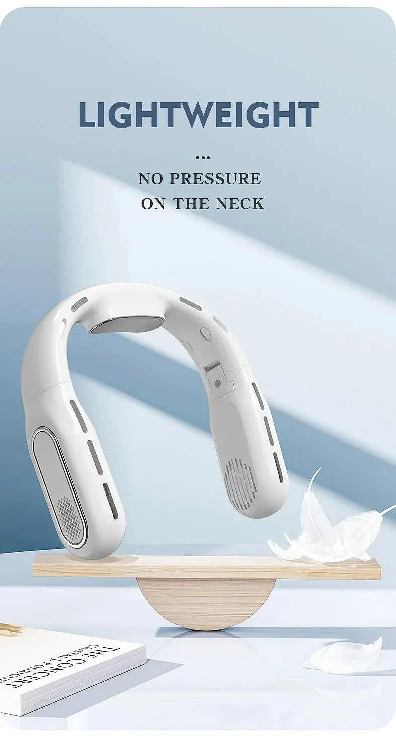 Portable Leafless Hanging Neck Fan USB Charging Small Wind Cooler for Office Camping Outdoor Travel - Thanksgiving Gift Idea
