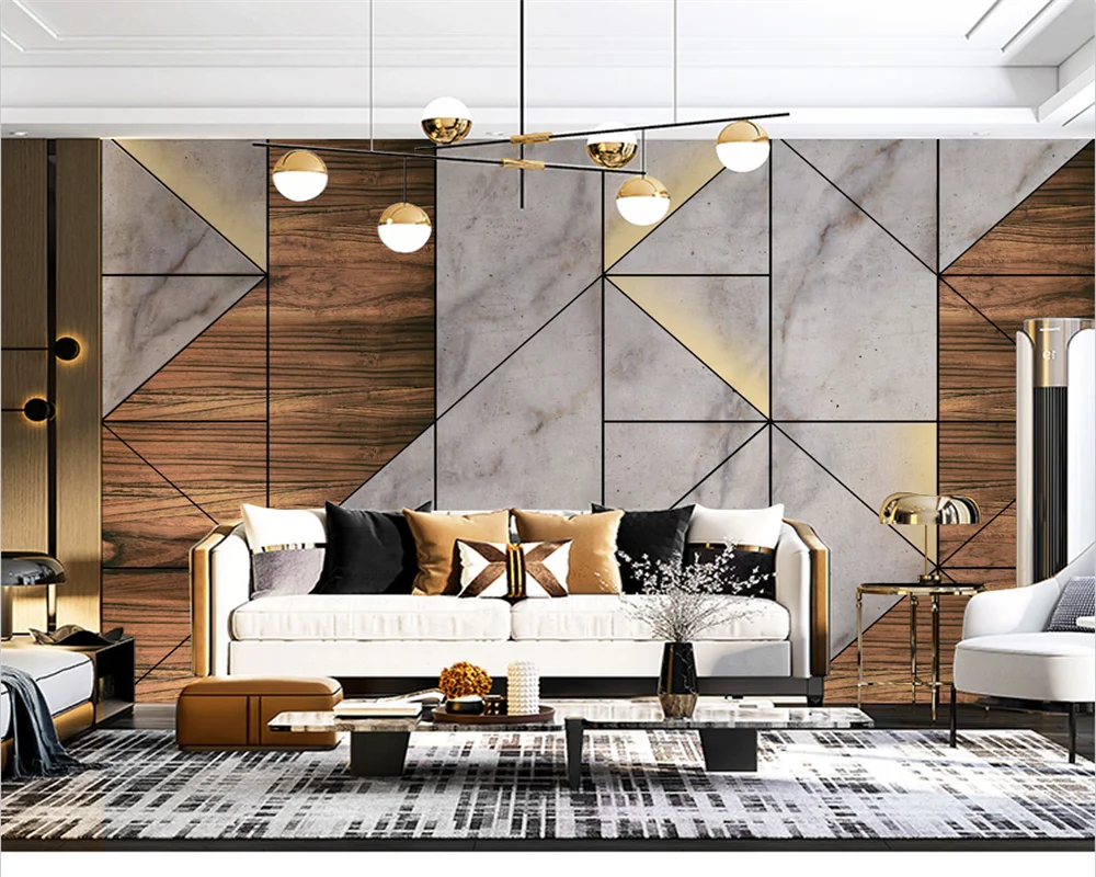 beibehang papier peint Custom new abstract geometric sofa background modern wood grain marble bedroom background wallpaper beibehang customize the new modern visual space office simple and atmospheric geometric architectural wallpaper papier peint