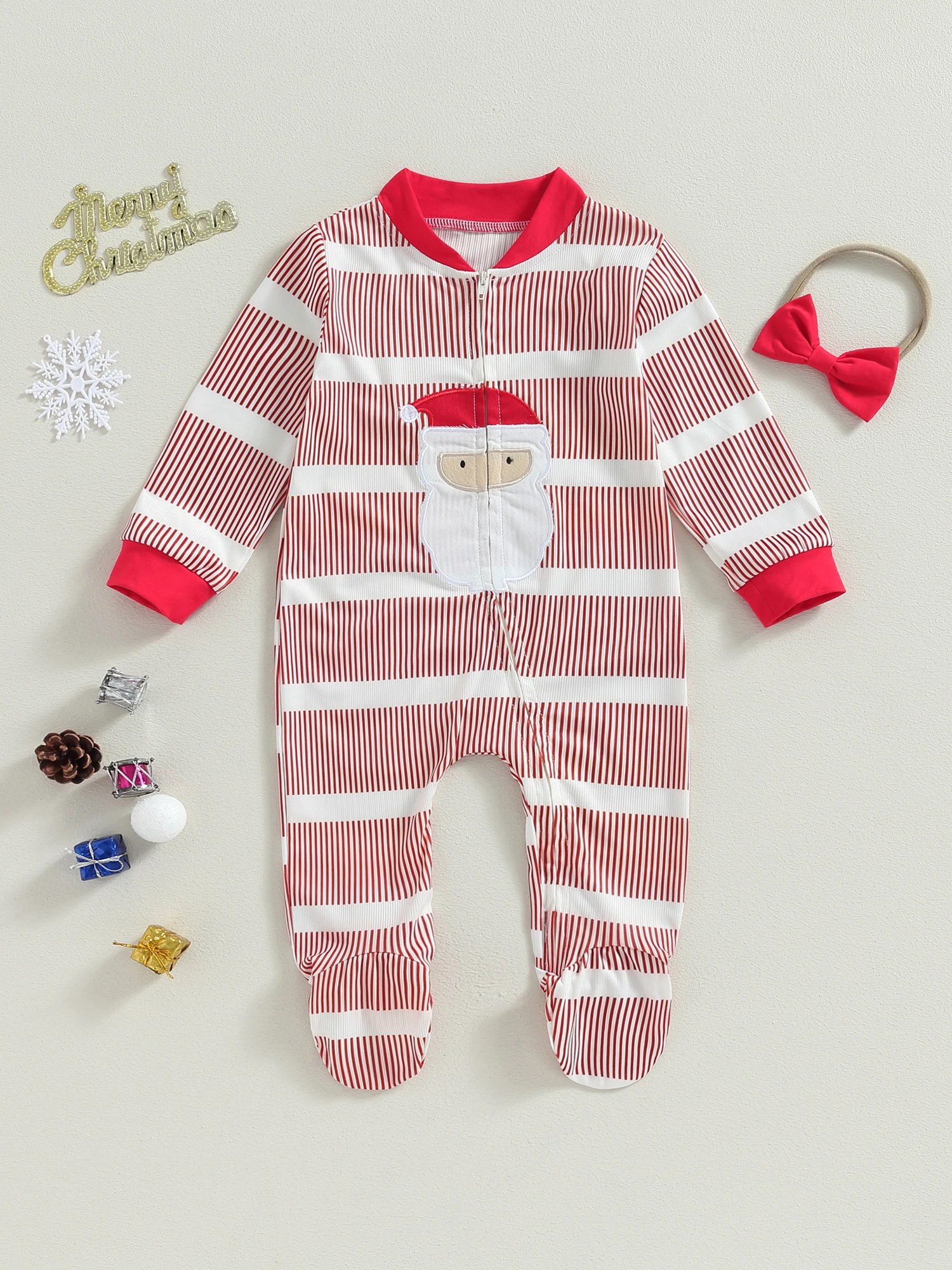 

Baby Boys Christmas Footies Rompers Reindeer Pattern Long Sleeve Infant Fall Bodysuits Clothes with Hat