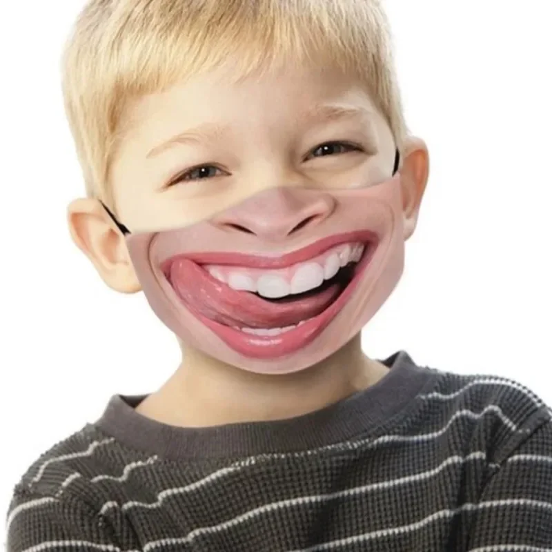 Funny Face Mask Women Men Adults Reusable Breathable Cotton Mask Washable Outdoor Halloween Cosplay Props Fashion Accessory