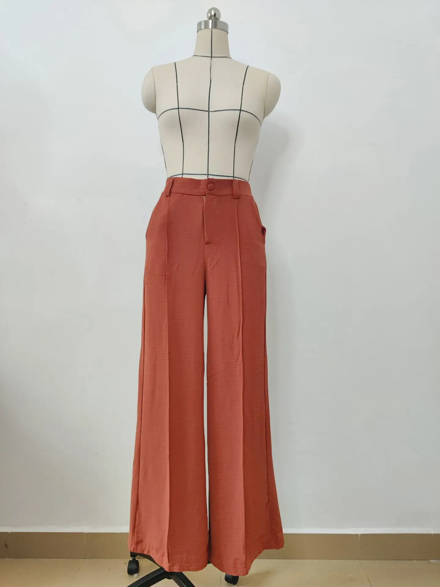 Casual Loose Wide Leg Pants For Women Fashion Solid Folds Streetwear Pocket Pant Spring Autumn High Waist Trousers Black