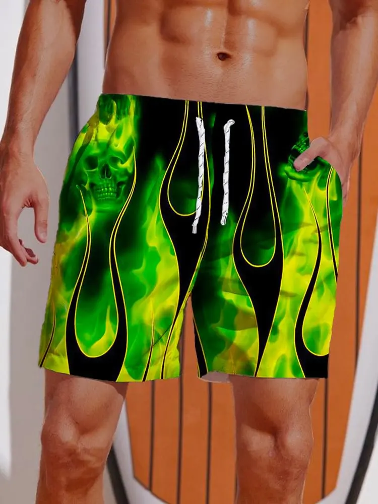 Hawaiian Horror Skull 3D Print Men's Short Pants 3D Printed Swimsuit Swim Trunks Beach Shorts Skateboard Sport  Ice Shorts 2