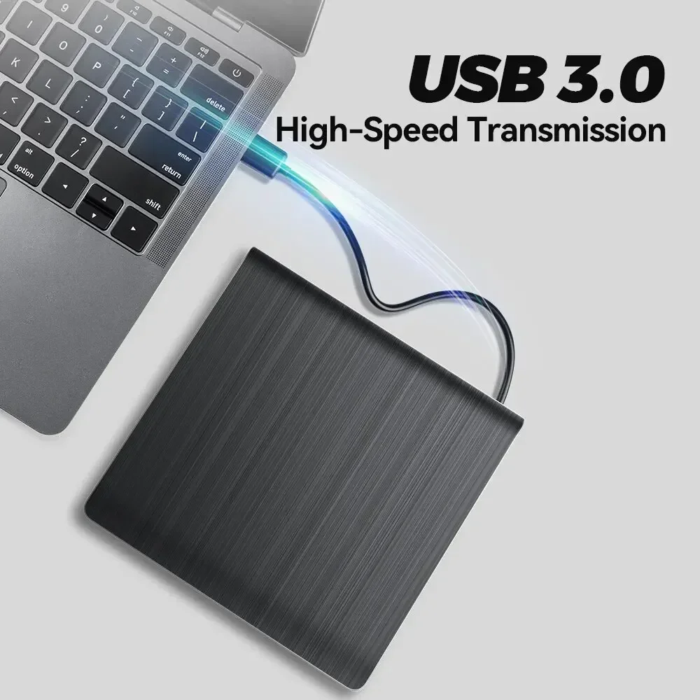 USB 3.0 External DVD Player Ultra-thin CD/DVD Drive Portable Player Burner For Windows 7/ 8/ 10 Mac OS Laptop Desktop Computer