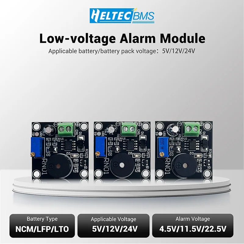 Heltec HXYP-RN01 5V 12V 24V Low Voltage Alarm Module - Anti-Overcharge Buzzer So