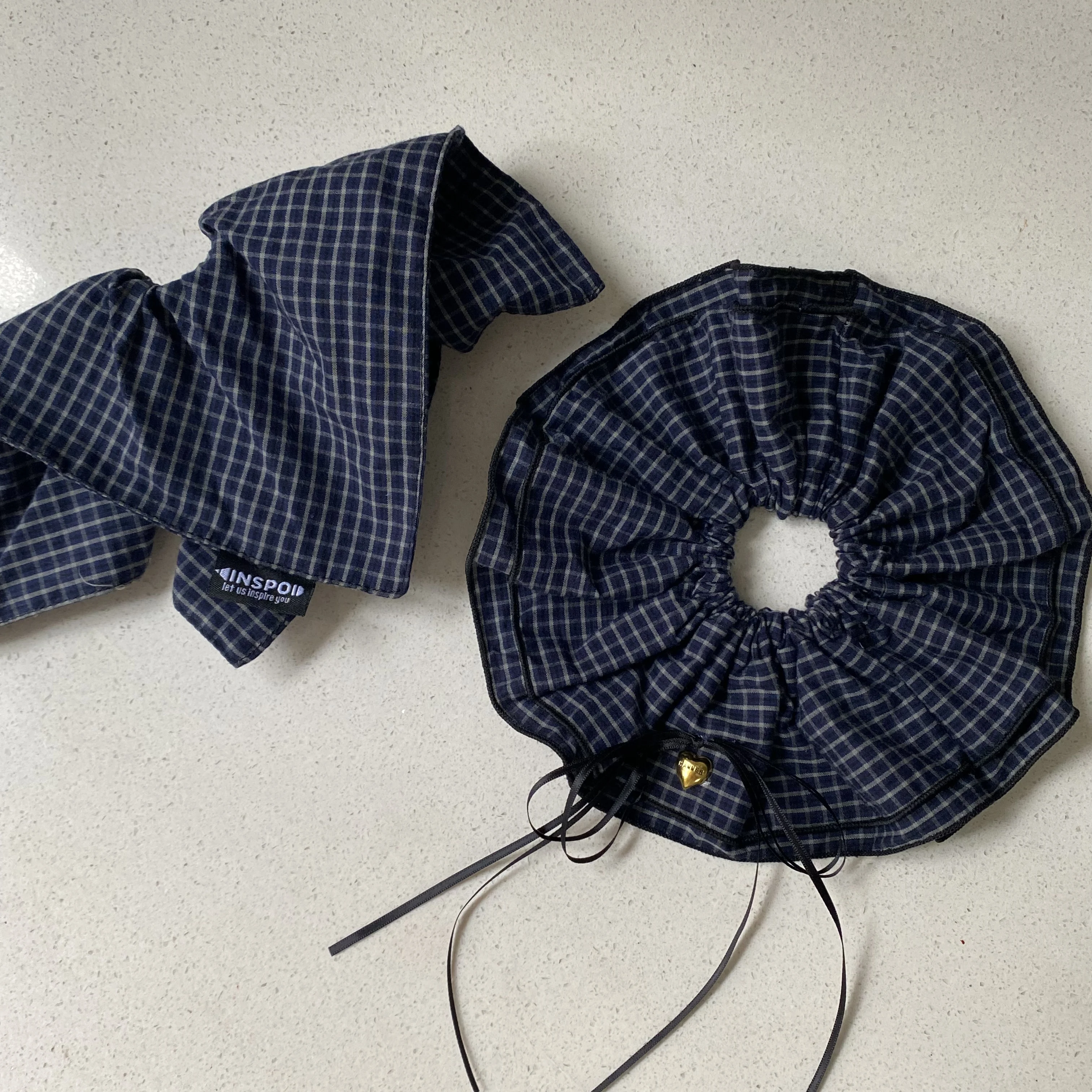 1PC Preppy Style Plaid Hair Accessories Set, 2 - Piece Scrunchie & Hair Tie, Cute College - Inspired Hair Decor For Women