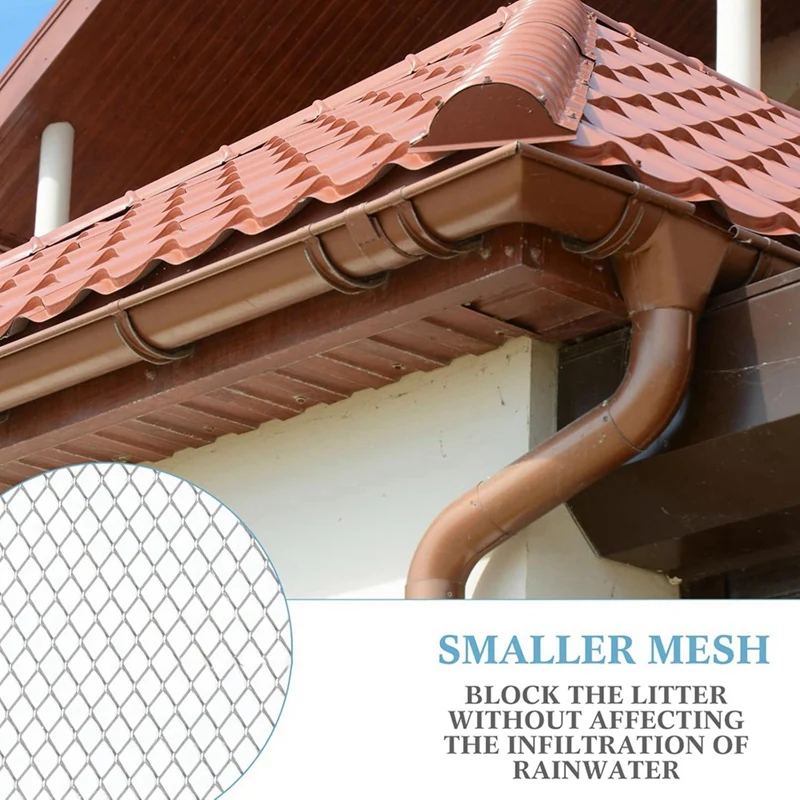 X18A-Gutter Guard Mesh Filter Gutter Cover DIY Gutter Screen Protection Netting Roll With 10 Fixed Cable Tie For Leaves