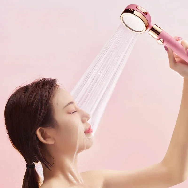 Three-speed Adjustment 360 Degree Rotation  with One Key To Stop Filter Shower Head Water Saving Rainfall Round Spray Nozzle 4