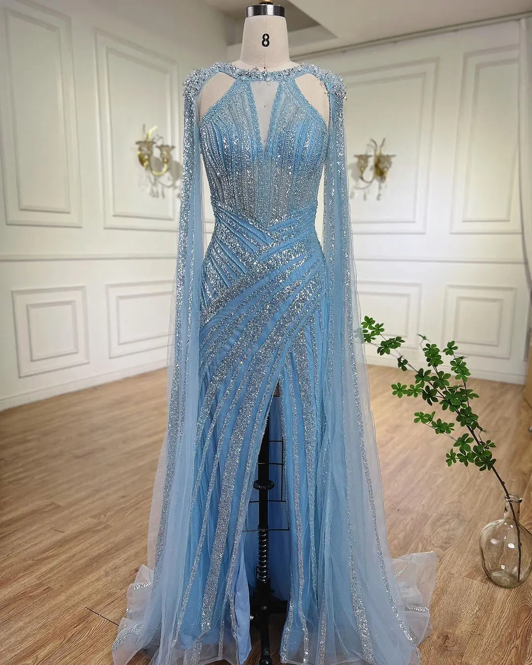 Sc31d284480104601913a6ea2687908e6B Lilac Cape Sleeves Mermaid Luxury Beaded Evening Dresses Open Split Wedding Party Gowns For Women Mallzona