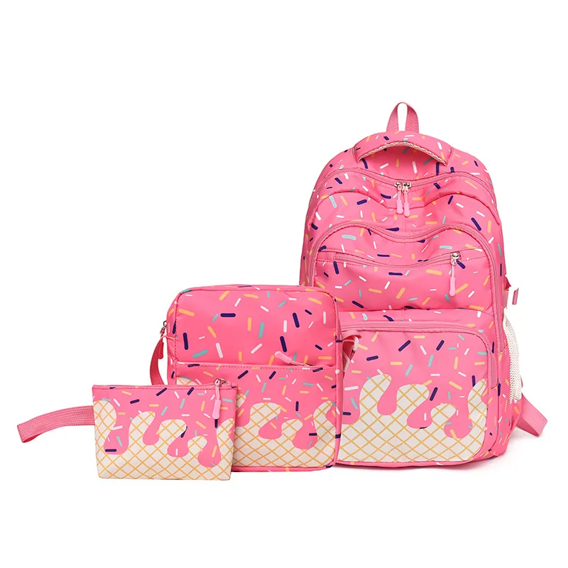 New Ice Cream Series 3-Piece School Bags Girls' College Style Backpack Korean Sweet Backpack For Teenage girl Waterproof bookbag 1