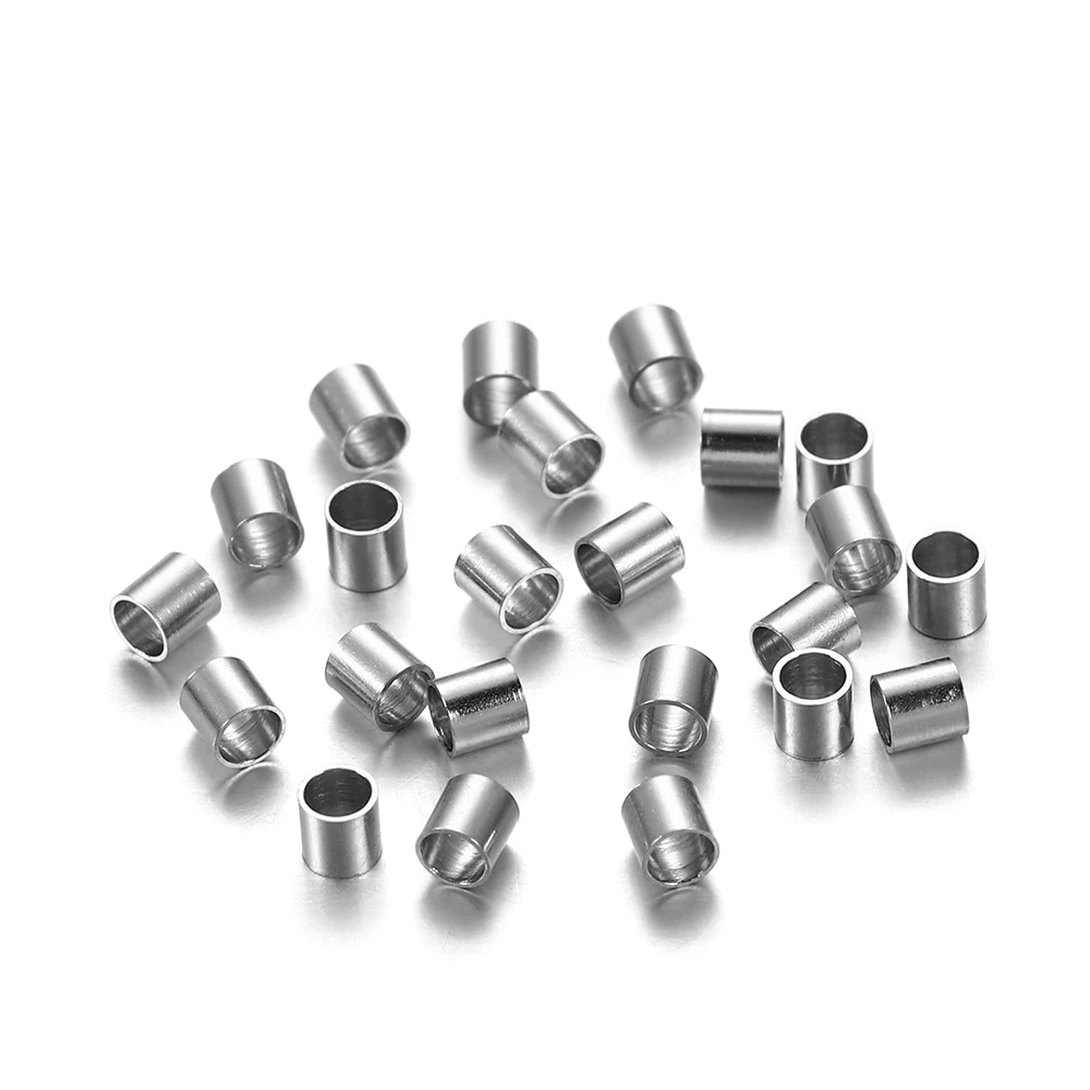 150 teile/los durchmesser 1,5 2 2,5mm Edelstahl rohrs topper Spacer Perle Crimp-End perlen für DIY Schmuck herstellung Lieferungen Großhandel – Detail 5
