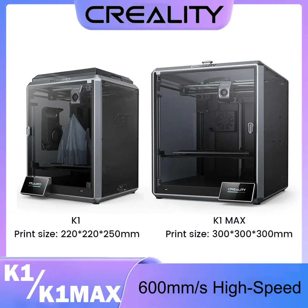 CREALITY 고속 3D 프린터, 자동 레벨링, 듀얼 냉각, 대형 인쇄 크기, K1 Max, K1, 600 mm/s