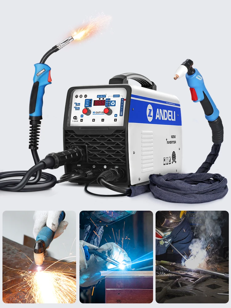 Plasma cutting machine mig welding machine ANDELI Multi-Function Welding Machine MIG CUT ARC MMA 3 in 1 Welder Semi-Automatic Mig/plasma cutting/stick M CUT-50 cutter 220V