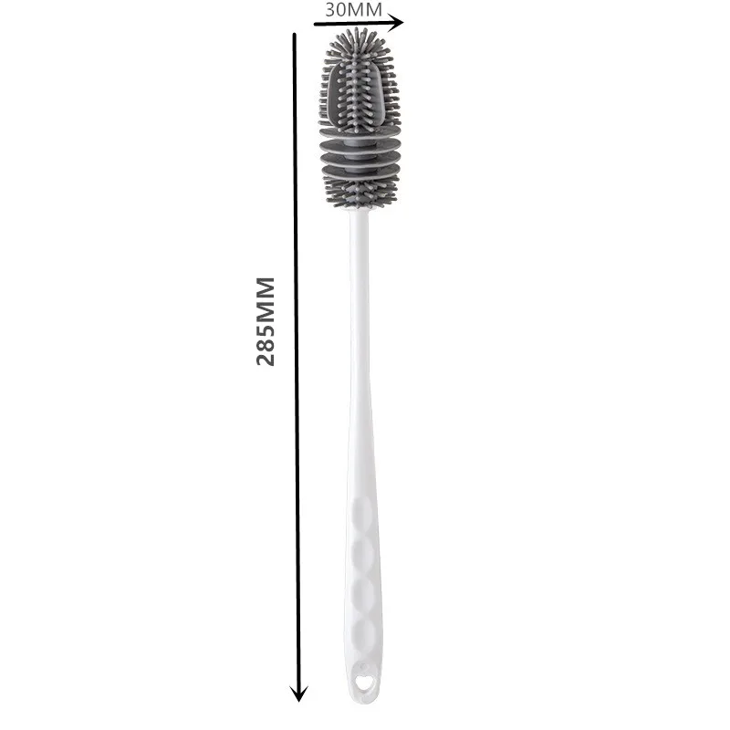 Versatile Long-Handle Silicone Cleaning Brush for Bottles and Glassware