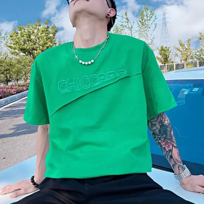 top-alphabet-t-shirt-for-men-green-clothing-rock-streetwear-cheap-man